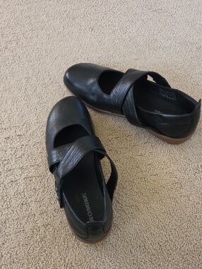 Romika Josef Seibel Black Cross-Strap Mary Jane Flats Size 41